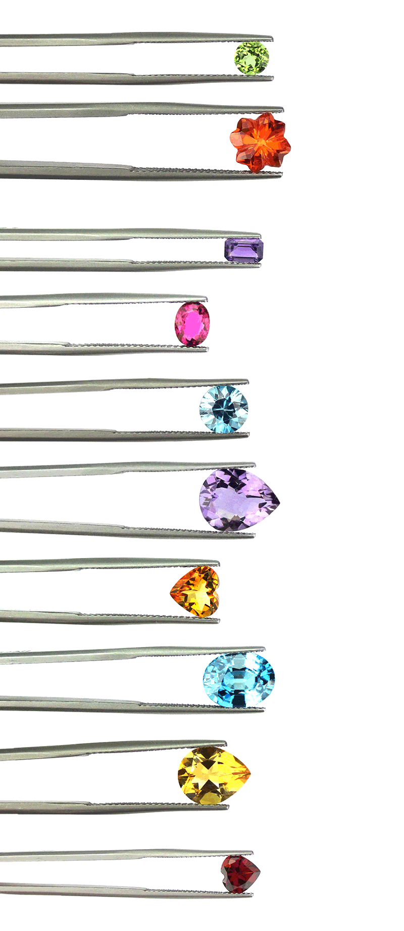 selection of coloured gemstones