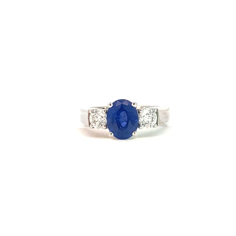 Sapphire & Diamond Three Stone Ring