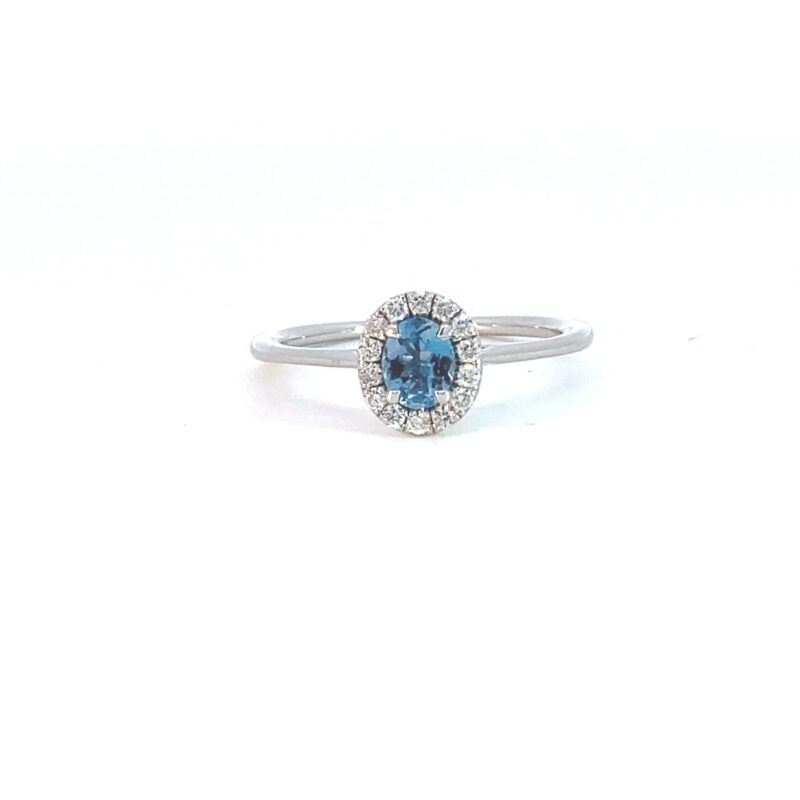 Aquamarine & Diamond Halo Cluster