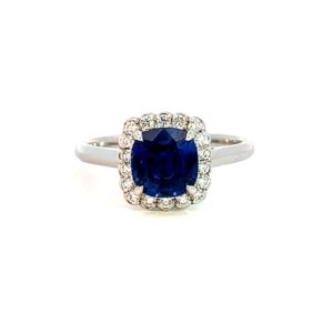 A Sapphire & Diamond Cluster Ring