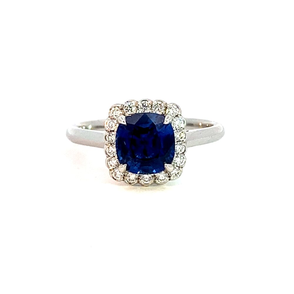A Sapphire & Diamond Cluster Ring