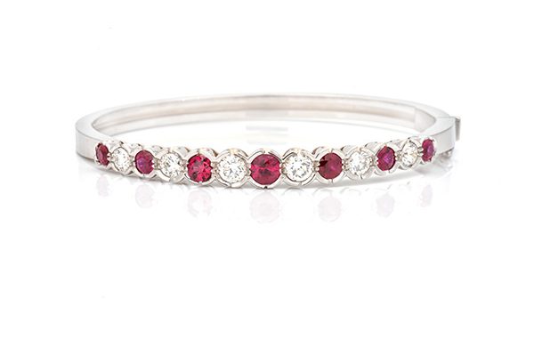 Ruby and Diamond Hinged Bangle